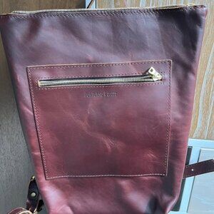 Portland Leather Laptop Backpack, Color Cognac